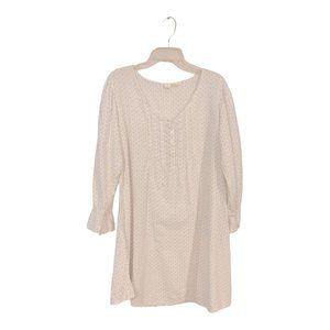 VINTAGE NIGHTGOWN House DRESS  Purple Flowers Cotton Eyelet Trim Bib Button